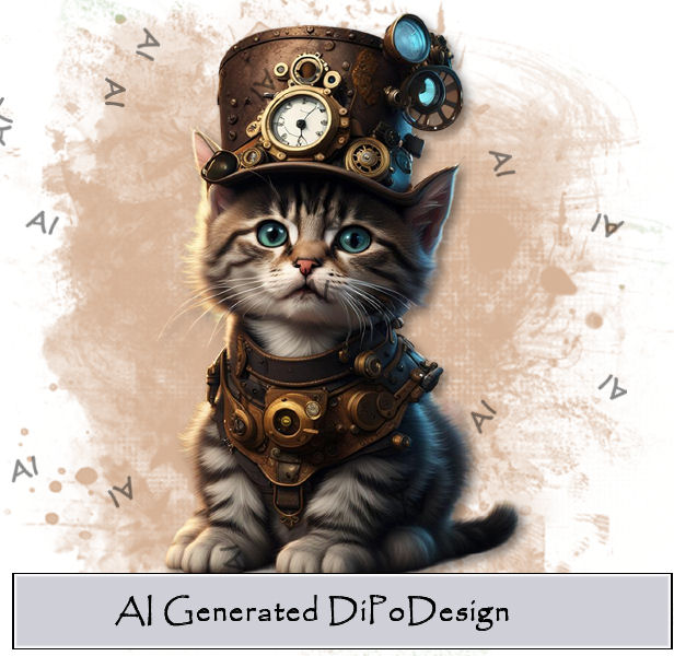 (afbeelding voor) AI-DiPo-Steampunk Kat-01